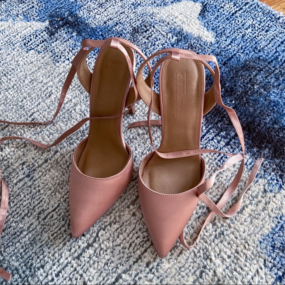 ASOS Pink Satin Pointed Toe Pumps 💕